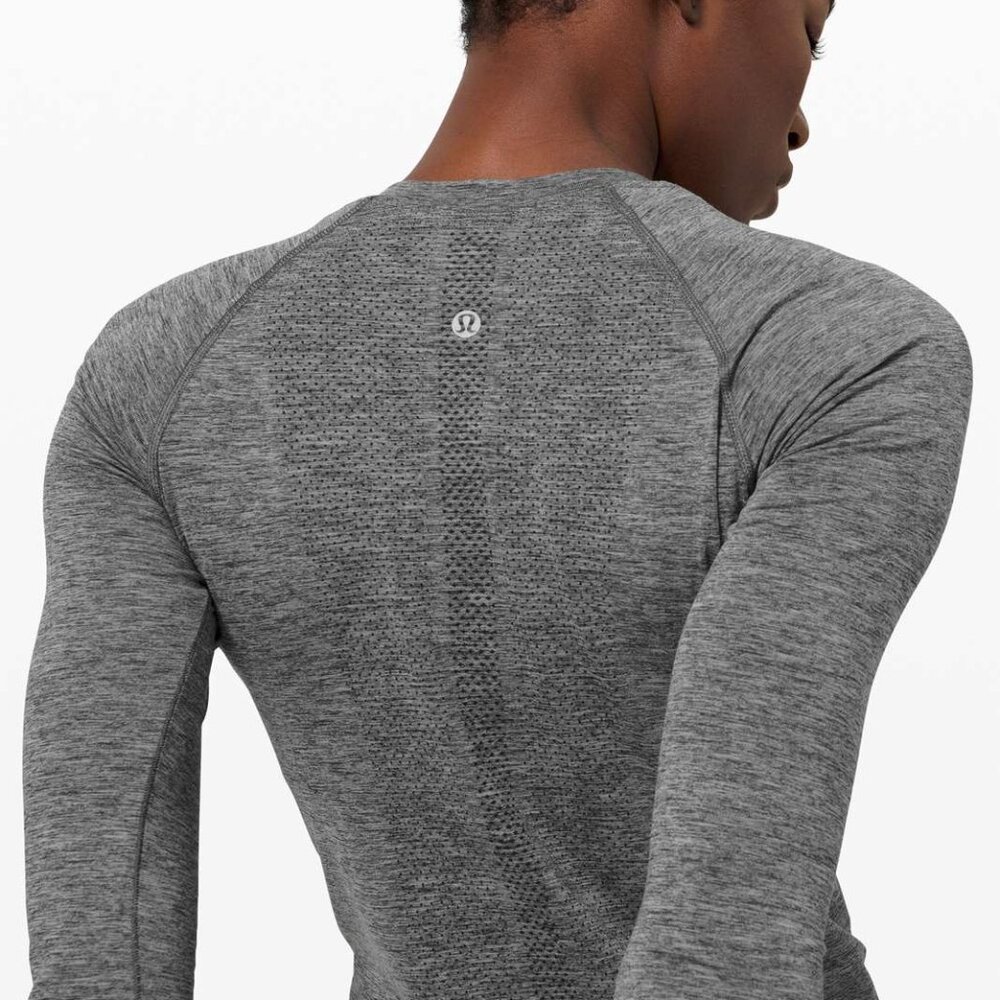 lululemon women's lightweight grey long-sleeve waist-length shirt size 8 - Picture 2 of 7
